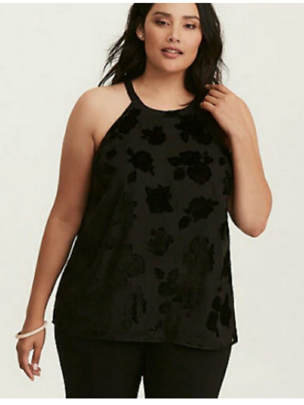 TORRID FLORAL BURNOUT VELVET MOCK NECK TOP Size 00
